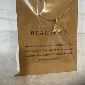 Butterfly gold tone dainty necklace